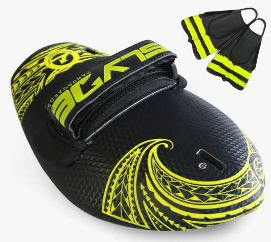 The Hawaiian Bula TRIBAL Yellow Handboard and DaFin Fins Package Deal