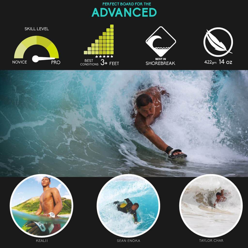 The Hawaiian Bula "PALM" Shorebreak Handboard with Gopro Insert and Hand Strap