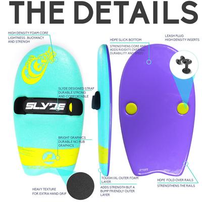 The Slyde Grom Soft Top Fun Handboard For Bodysurfing with Hand strap (Multi Colors 5)