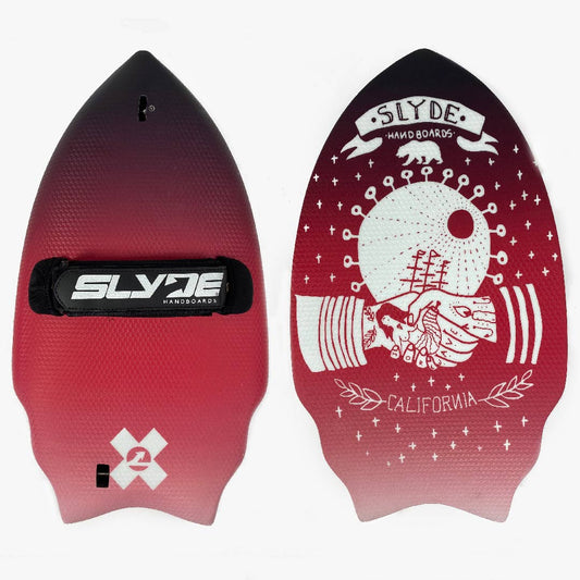Wedge "Sunset" Handboard For Bodysurfing With Camera Insert and Hand Strap