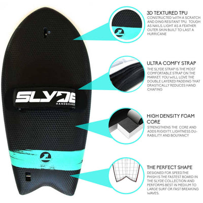 The Phish 389 Handboard for bodysurfing with Camera Insert and Hand Strap